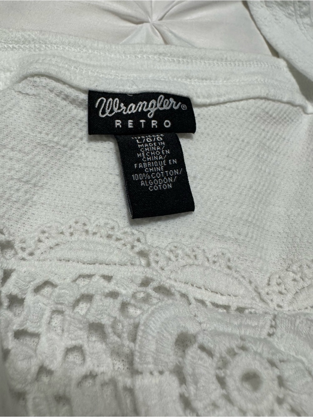 Wrangler Retro White Cotton Lace-Trim Chemise